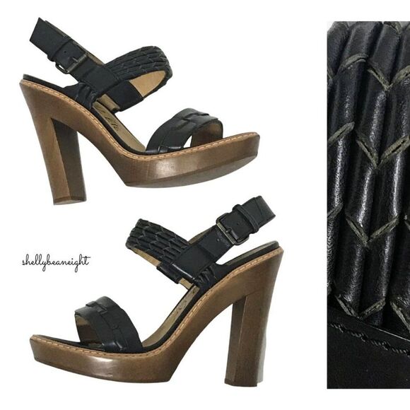 LANVIN Leather WOOD Heels Sandals 40 9 9.5 $1290 - Picture 12 of 12